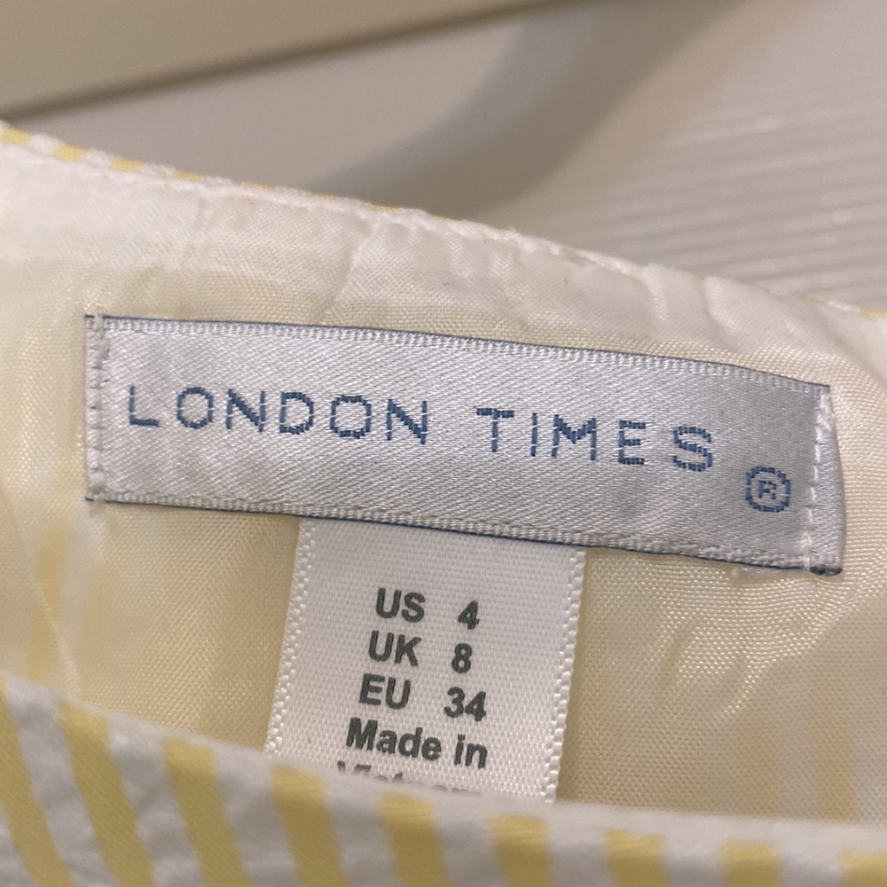 London Times yellow seersucker dress - Picture 3 of 4